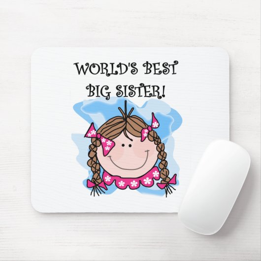 Tapis De Souris Brunette World's Best Big Sister Tshirts and Gifts (Avec souris)