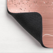 Tapis De Souris Brushed metal rose Gold Pink Glitter Monogram (Coin)