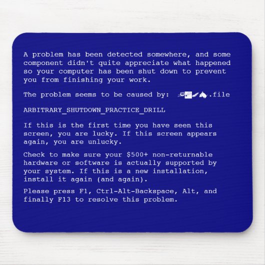 Tapis De Souris BSOD Mousepad (Devant)