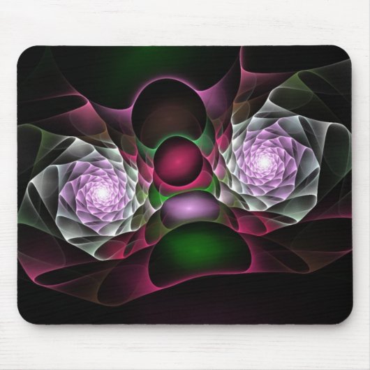 Tapis De Souris Bubbles et yeux noirs violets roses art fractal (Devant)