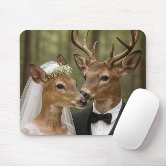 Tapis De Souris Buck and Doe Deer Wedding In Forest (Avec souris)