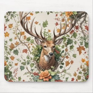 Tapis De Souris Buck Deer Dans Les Fleurs D'Automne