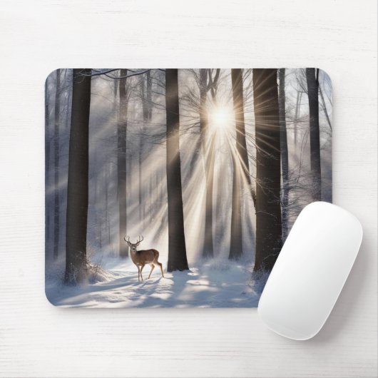 Tapis De Souris Buck In Winter Forest (Avec souris)