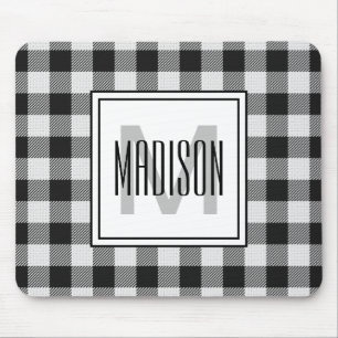 Tapis De Souris Buffle noir et blanc plaqué/chèque Monogramme