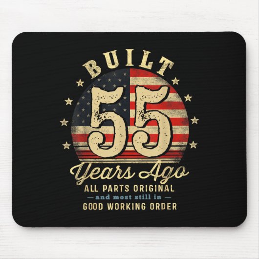 Tapis De Souris Built 55 Years Ago Funny 55th Birthday Usa Flag  (Devant)