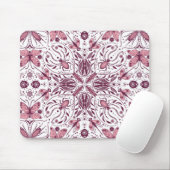 Tapis De Souris Buissons, magenta foncé et rose sur blanc (Avec souris)