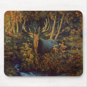 Tapis De Souris Bull Elk dans la forêt d'automne
