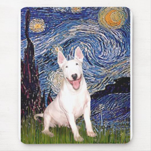 Tapis De Souris Bull Terrier 4 - Nuit étoilée (Vert) (Devant)