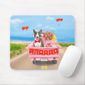 Tapis De Souris Bull Terrier Chien Saint-Valentin Coeurs de camion (Avec souris)