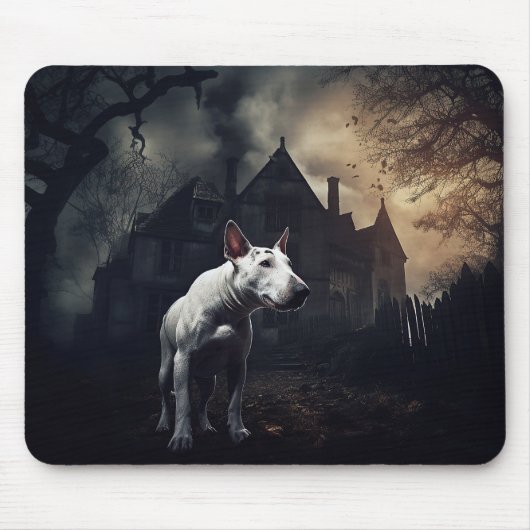 Tapis De Souris Bull Terrier Halloween effroi (Devant)