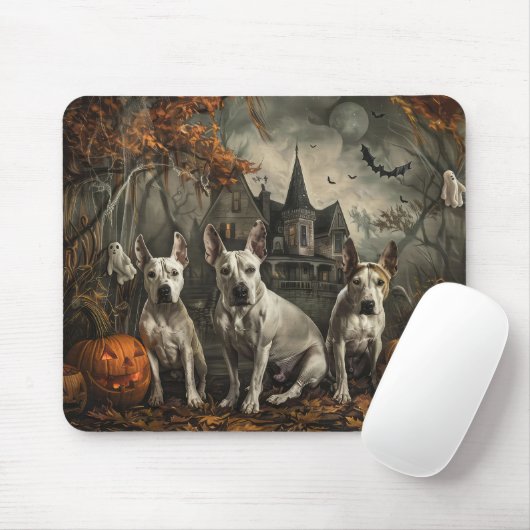 Tapis De Souris Bull Terrier Halloween Night Doggy Délice (Avec souris)