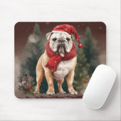 Tapis De Souris Bulldog à Noël de neige (Avec souris)