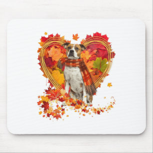 Tapis De Souris Bulldog Au Coeur Fait De Feuilles D'Automne