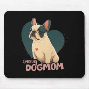 Tapis De Souris Bulldog Avec Arrière - plan Coeur