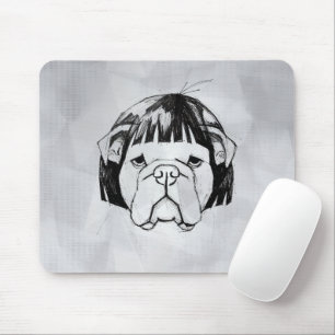 Tapis De Souris Bulldog avec une perruque (Style 8) Beaux-Arts