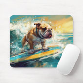 Tapis De Souris Bulldog Beach Surf Peinture (Avec souris)