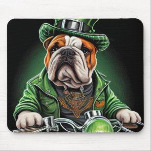 Tapis De Souris Bulldog Driving Bike St. Patrick's Day
