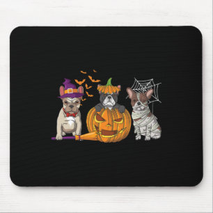 Tapis De Souris Bulldog Halloween sorcière maman Citrouille amusan