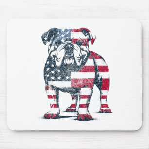 Tapis De Souris Bulldog Love Drapeau Américain Patriotique États-U