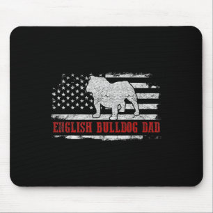 Tapis De Souris Bulldog Papa dégoûte le drapeau américain Chien pa