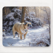 Tapis De Souris Bulldog Qu'Il Neige Noël Brossé (Devant)