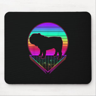 Tapis De Souris Bulldog Retro Vintage 80s Drôle Drôle Drôle Amoure