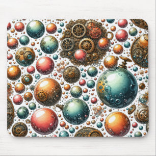 Tapis De Souris Bulles et engrenages Steampunk à l'aquarelle