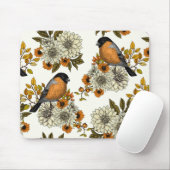 Tapis De Souris Bullfinch on autumn floral 2 (Avec souris)