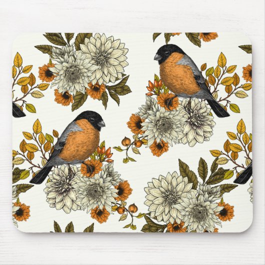 Tapis De Souris Bullfinch on autumn floral 2 (Devant)