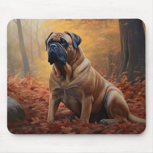 Tapis De Souris Bullmastiff en automne Feuilles automne Inspire (Devant)
