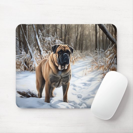 Tapis De Souris Bullmastiff Laisser neiger Noël (Avec souris)