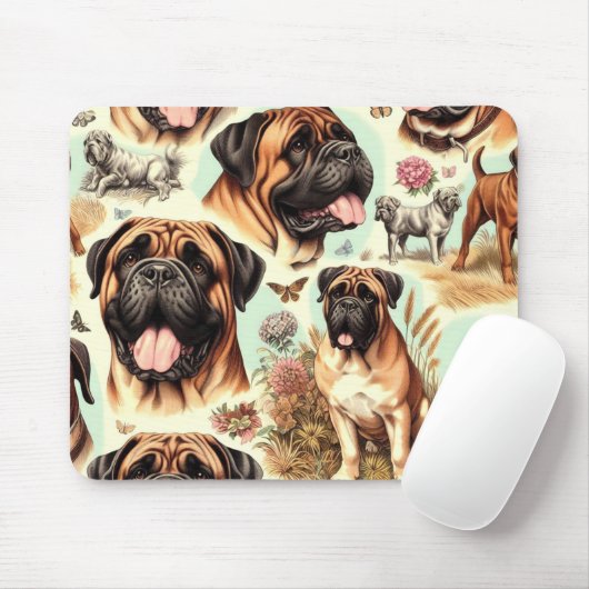 Tapis De Souris Bullmastiff vintage sans chaîne (Avec souris)
