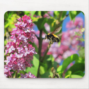 Tapis De Souris Bumble Bee Landing sur Lilacs