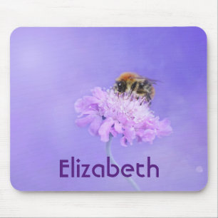 Tapis De Souris Bumble Bee perché sur une fleur rose Personnalisé