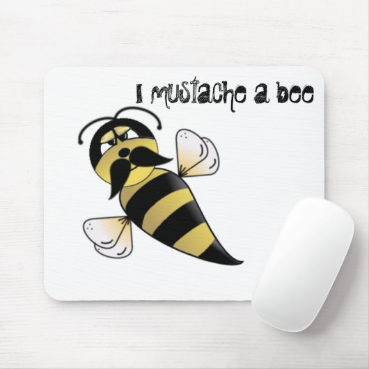 Tapis De Souris Bumble Bee with Mustache (Avec souris)