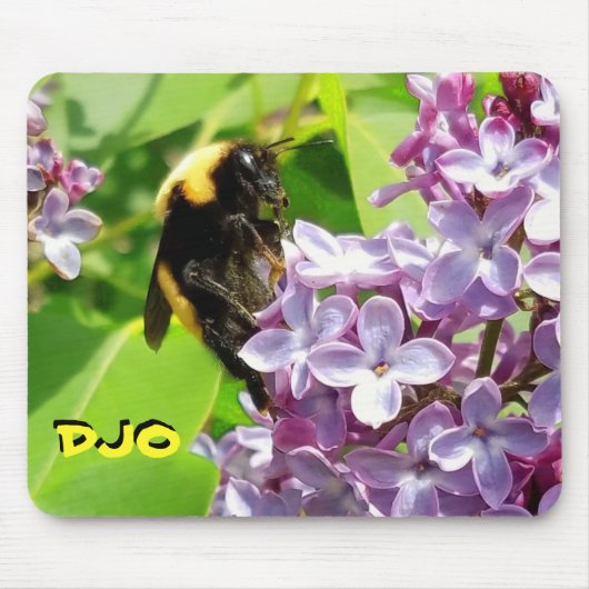Tapis De Souris Bumblebee sur Lilac fleurir Vos initiales (Devant)