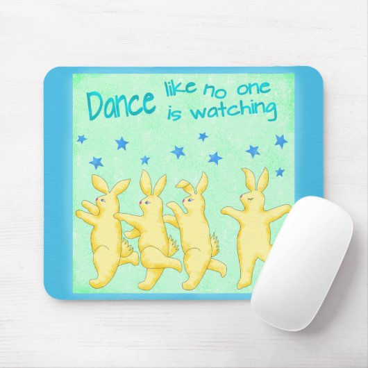 Tapis De Souris Bunnies Danse comme personne ne regarde vert jaune (Avec souris)