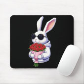 Tapis De Souris Bunny Hugging Valentine Flower Bunny (Avec souris)