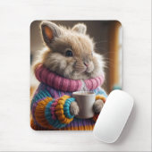 Tapis De Souris Bunny tenant une Hot Cup de café (Avec souris)