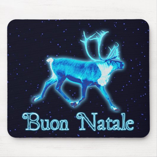 Tapis De Souris Buon Natale - Caribou bleu (rennes) (Devant)