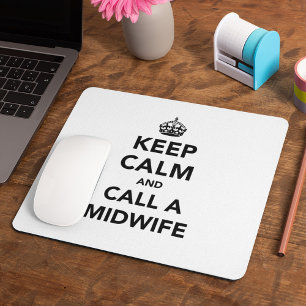 Tapis De Souris Bureau de sage-femme Gardez son calme Couronne Bla