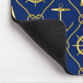 Tapis De Souris Bureau de voilier Nautical Gold Blue Lighthouse (Coin)