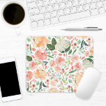 Tapis De Souris Bureau floral de couleur d'aquarelle de printemps<br><div class="desc">L'aquarelle fraîche fleurit avec des roses,  des pivoines et des hydrangées en pêche,  rose rousse et vert sauge.</div>
