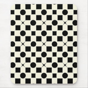 Tapis De Souris Bureau Moderne Minimaliste Géométrique Noir et Bla