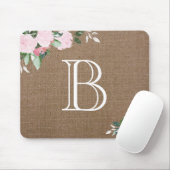 Tapis De Souris Burlap Floral Floroms Monogramme (Avec souris)