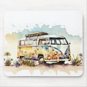 Tapis De Souris Bus Hippie Floral Retro