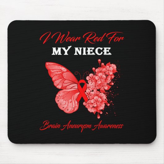 Tapis De Souris Butterfly I Wear Red For My Niece Brain Aneurysm A (Devant)