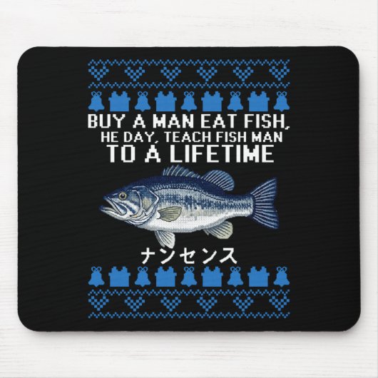 Tapis De Souris Buy A Man Eat Fish Funny Ugly Christmas Sweaters L (Devant)