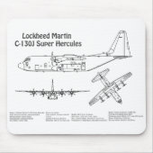 Tapis De Souris C-130 Hercules - Plan directeur de l'avion AD (Devant)