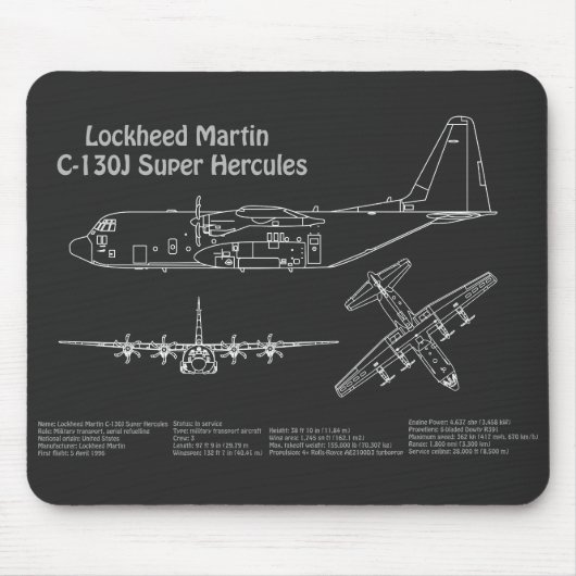 Tapis De Souris C-130 Hercules - Plan directeur de l'avion PD (Devant)